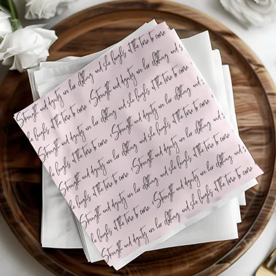 Inspirational Strength and Dignity Script Print Napkin