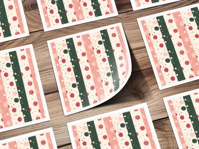 Colorful Striped and Dotted Pattern Sticker Sheets