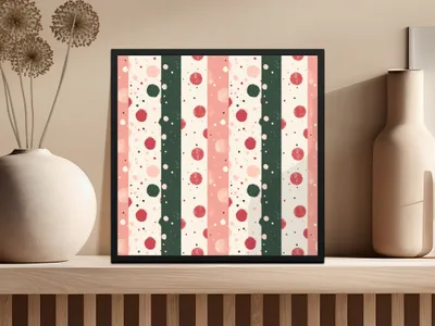Abstract Polka Dot and Stripe Pattern Wall Art Decor