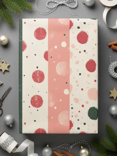 Festive Polka Dot Holiday Wrapping Paper Gift Wrap