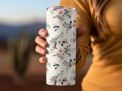 Floral Design Insulated Tumbler for Hot and Cold Drinks