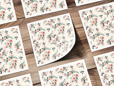 Floral Pattern Greeting Cards Set with Elegant Design