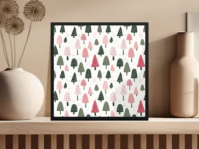 Playful Forest Trees Pattern Framed Artwork Product