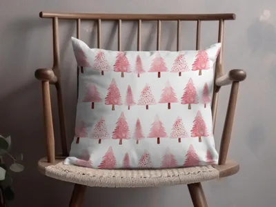 Pink Christmas Tree Pattern T-Shirt, Digital Download, Watercolor Xmas Tree Seamless Design, Holiday Fabric Print, Festive Textile Design - Moore and Mountain