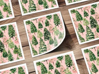Pink Christmas Tree T-Shirt, Digital Art, Winter Forest Seamless Pattern, Holiday Design, Festive Gift, Christmas Decor, Unique Art - Moore and Mountain