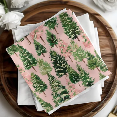 Pink Christmas Tree T-Shirt, Digital Art, Winter Forest Seamless Pattern, Holiday Design, Festive Gift, Christmas Decor, Unique Art - Moore and Mountain