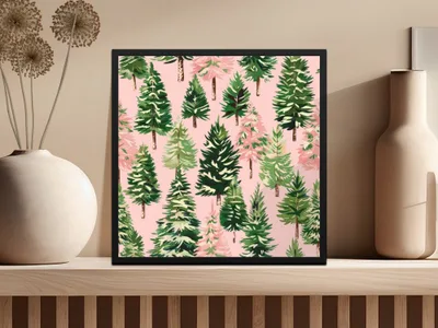 Pink Christmas Tree T-Shirt, Digital Art, Winter Forest Seamless Pattern, Holiday Design, Festive Gift, Christmas Decor, Unique Art - Moore and Mountain