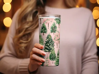 Pink Christmas Tree T-Shirt, Digital Art, Winter Forest Seamless Pattern, Holiday Design, Festive Gift, Christmas Decor, Unique Art - Moore and Mountain