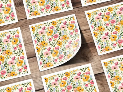 Pink Colorful Acrylic Floral Pattern Spring Modern Botanical Illustration Digital - Moore and Mountain
