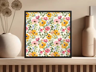 Pink Colorful Acrylic Floral Pattern Spring Modern Botanical Illustration Digital - Moore and Mountain