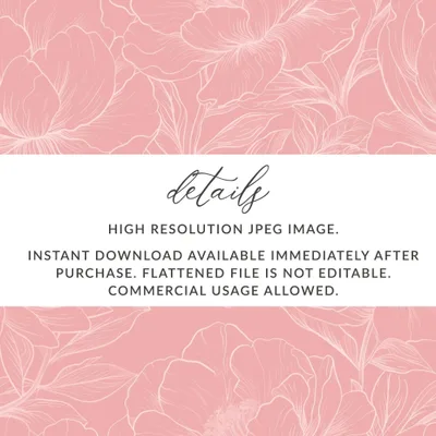Pink Floral Digital Paper, Peony Flower Pattern, Seamless Pattern JPEG Files, Commercial Use, Print On Demand, Scrapbook Paper, Download - Moore and Mountain