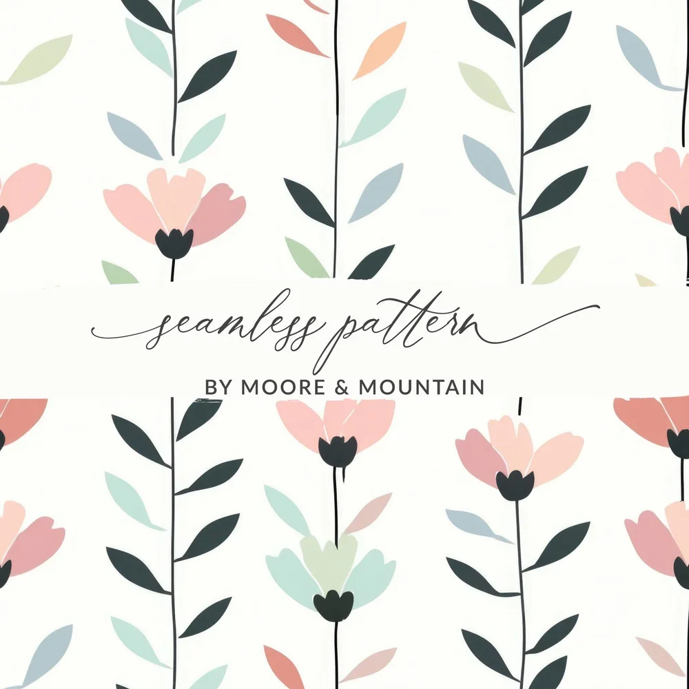 Pink Floral Digital Paper, Seamless Flower Pattern, Pastel Backgrounds, Digital Prints, Scrapbook Paper, Floral Fabric Design - Moore and Mountain