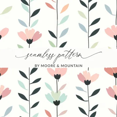 Pink Floral Digital Paper, Seamless Flower Pattern, Pastel Backgrounds, Digital Prints, Scrapbook Paper, Floral Fabric Design