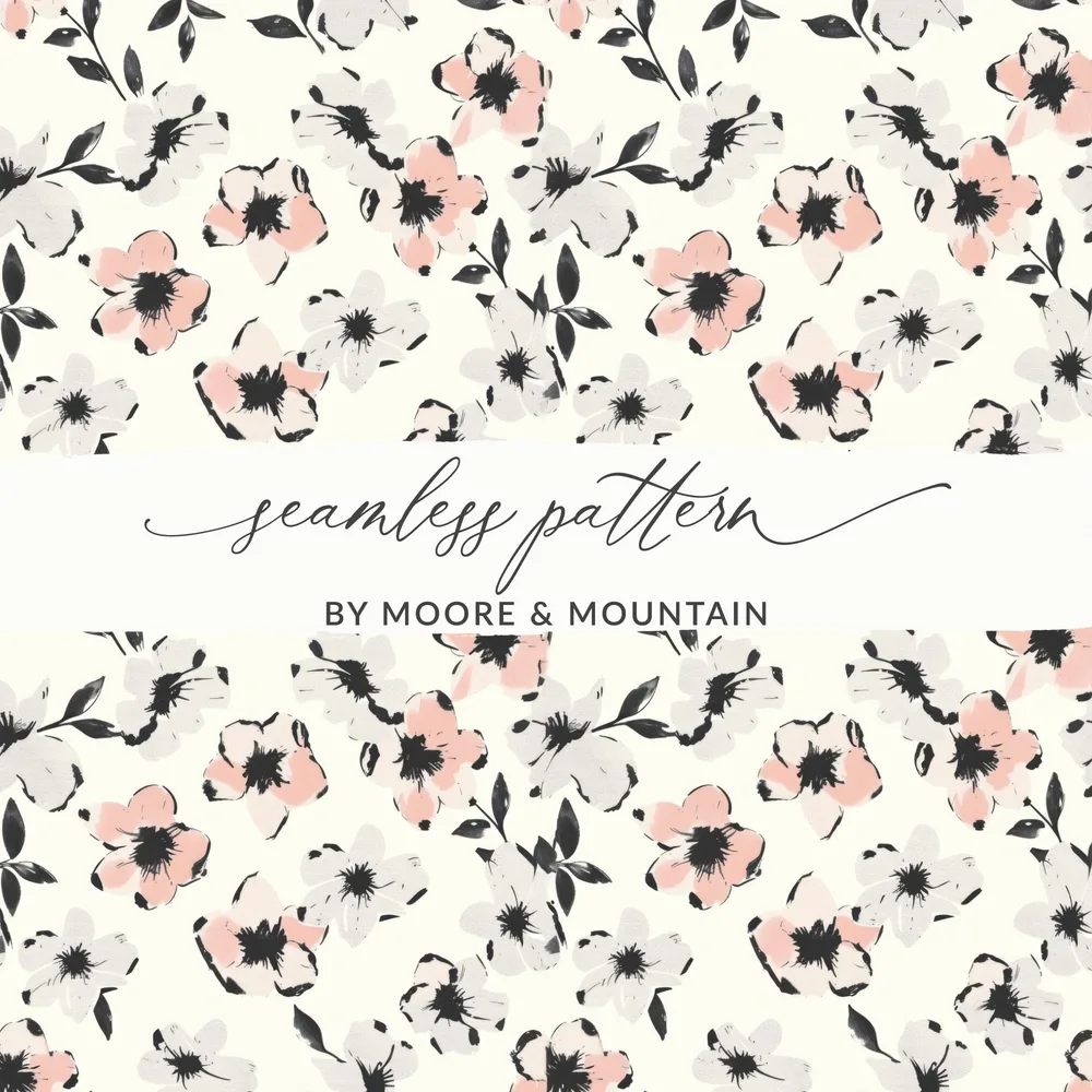 Pink Floral Digital Paper, Seamless Flower Pattern, Watercolor Flower Print, Fabric Design, Commercial Use, Floral Background, Digital - Moore and Mountain