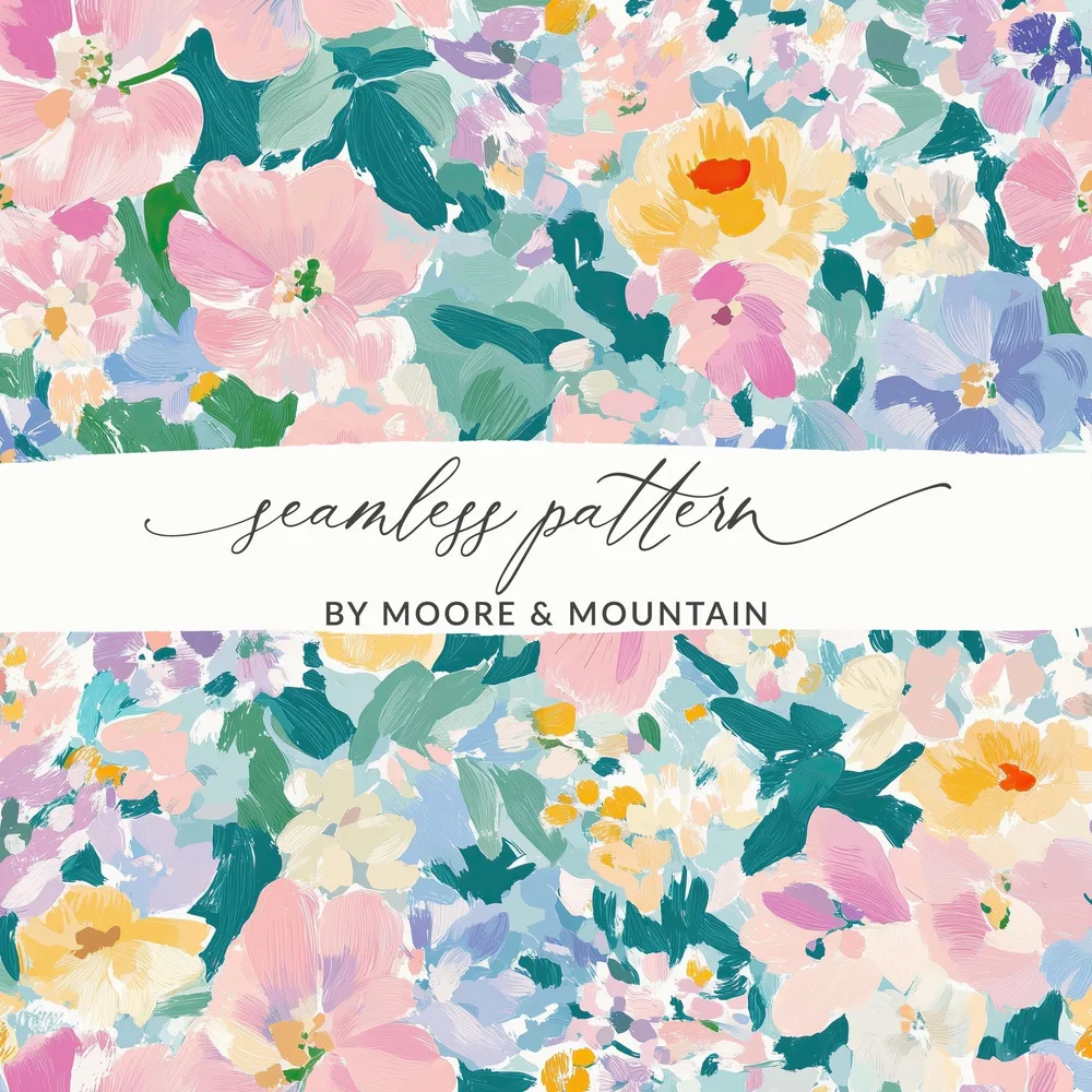 Pink Floral Digital Paper, Watercolor Flower Pattern, Abstract Pastel Background, Spring Garden Seamless Texture, Scrapbook Printable - Moore and Mountain