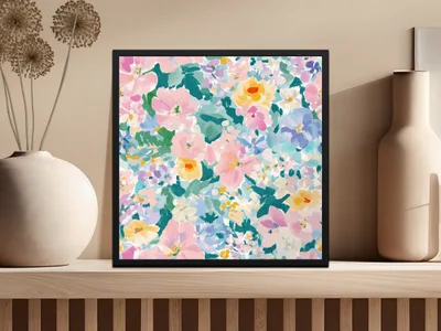 Pink Floral Digital Paper, Watercolor Flower Pattern, Abstract Pastel Background, Spring Garden Seamless Texture, Scrapbook Printable - Moore and Mountain