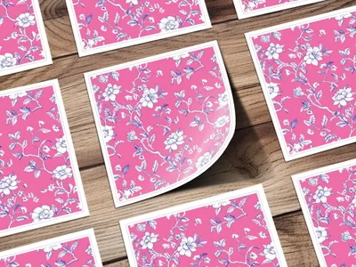 Pink Floral Digital Paper, White Flowers Pattern, Spring Background, Chintz Fabric Design, Botanical Print, Scrapbooking Paper, Digital - Moore and Mountain