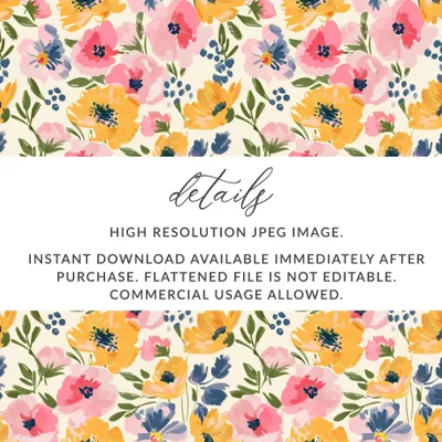 Pink Ditsy Floral Digital Paper, Yellow Flower Pattern, Seamless Flower Design, Fabric Print, Scrapbook Paper, Digital Download - Moore and Mountain