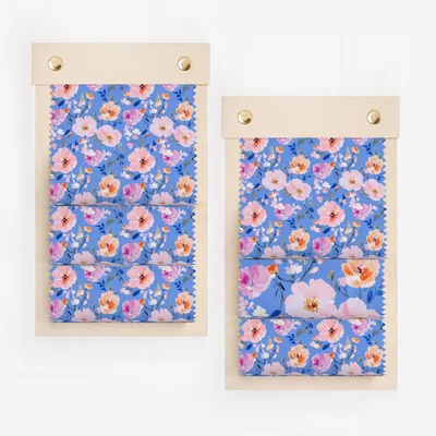 Blue Flower Pattern Roll Up with Pink and Orange