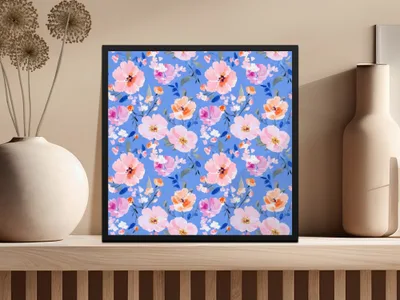 Vibrant Floral Art Print with Pink and Orange Flowers Decor
