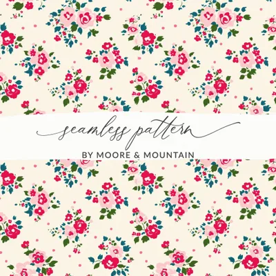 Pink Floral Seamless Pattern, Cottagecore Digital Paper, Rose Pattern, Scrapbook Paper, Fabric Design, Floral Digital Files, Digital