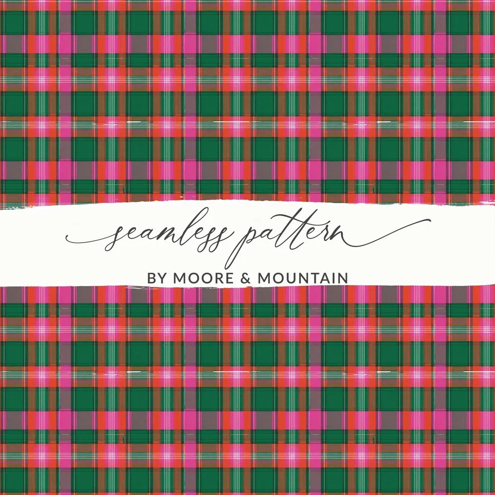 Pink Green Red and Grey Tartan Plaid Pattern Digital - Moore and Mountain