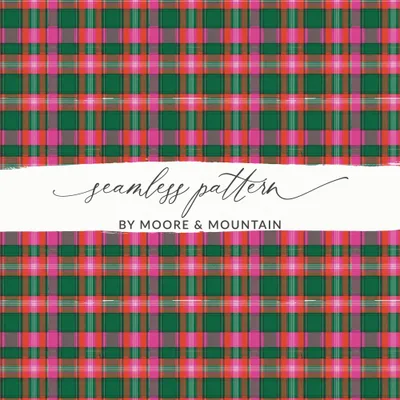 Pink Green Red and Grey Tartan Plaid Pattern Digital