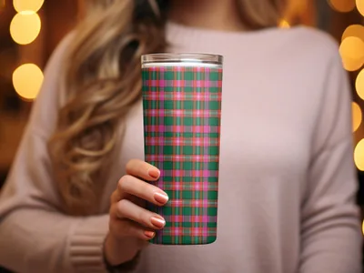 Pink Green Red and Grey Tartan Plaid Pattern Digital - Moore and Mountain