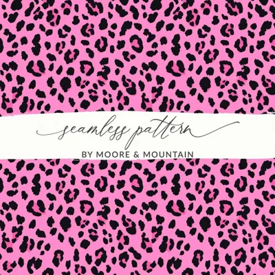 Pink Leopard Print Digital Paper, Seamless Pattern Fabric, Animal Skin JPEG, Commercial Use, Pink and Black, Leopard Skin Digital Download