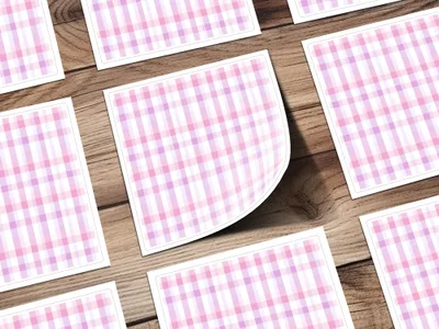 Pastel Pink and White Checkered Design Sticker Sheets