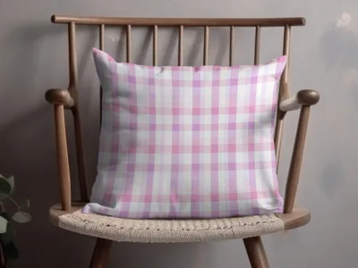 Pink and White Checkered Decorative Pillow for Home Decor