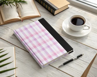 Pink and White Plaid Design Hardcover Notebook