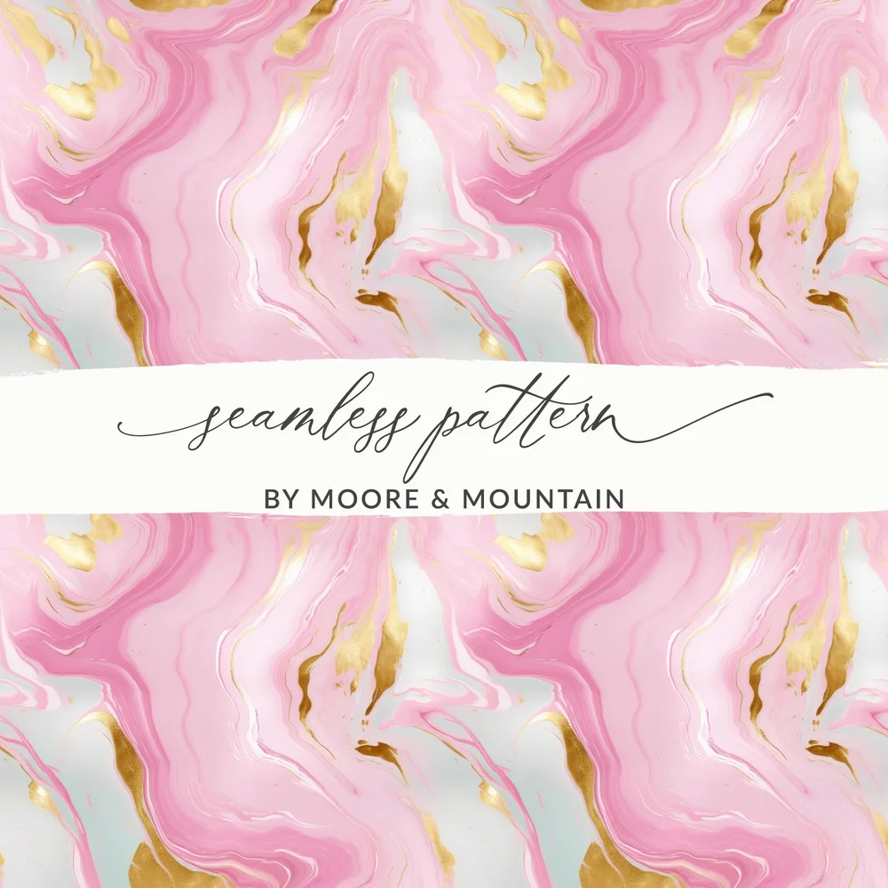 Pink Marble Gold T-Shirt, Digital Art, Seamless Pattern, Trendy Design, Abstract Art, Marble Print, Aesthetic Design, Home Decor - Moore and Mountain