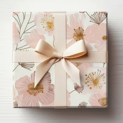 Elegant Floral Gift Box with Pink Ribbon Packaging