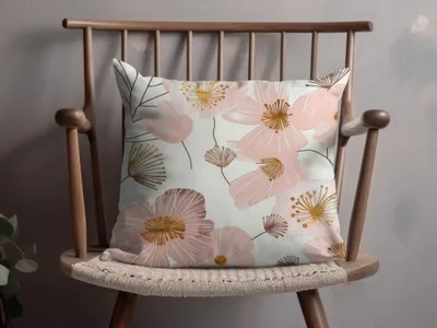 Elegant Pink and Gold Floral Design Cushion Cover