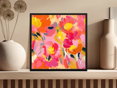 Colorful Abstract Floral Wall Art Print DecorBooster