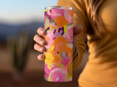 Colorful Abstract Floral Design Insulated Tumbler