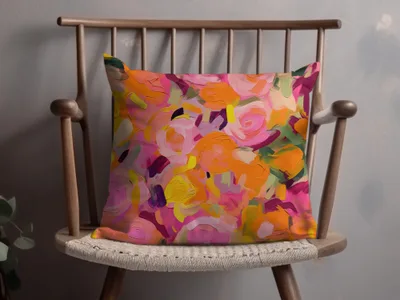 Colorful Abstract Floral Designed Cushion Cover Pillow