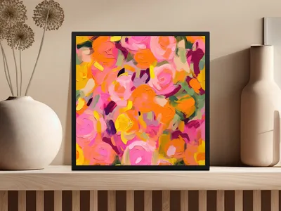 Colorful Abstract Floral Art Print in Bold Hues
