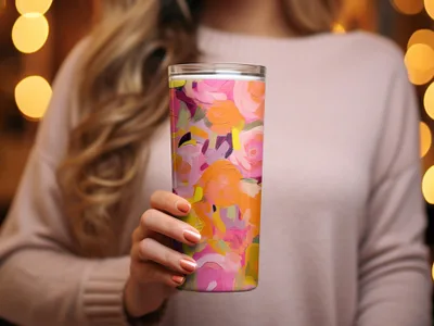 Vibrant Floral Insulated Tumbler With Colorful Design