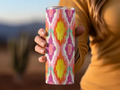 Vibrant Colorful Patterned Tumbler with Lid Drinkware