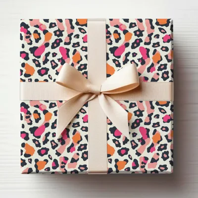 Vibrant Animal Print Gift Wrap with Ribbon Product