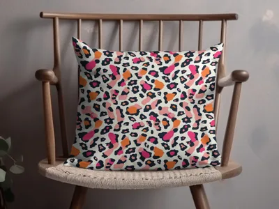 Vibrant Multicolor Leopard Print Decorative Pillow