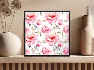 Pink Peony Digital Paper, Watercolor Floral Pattern, Seamless Flower Digital Design, Scrapbooking Paper, Fabric Design, Commercial Use - Moore and Mountain