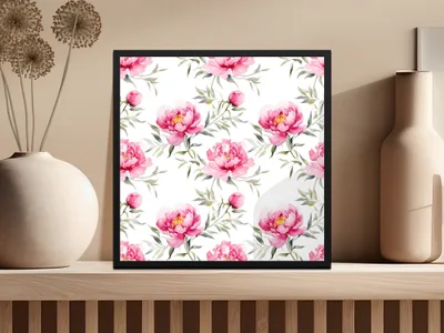 Pink Peony Seamless Digital Pattern, Floral Repeat Pattern, Watercolor Peony, Flower Pattern for Fabric, Commercial Use