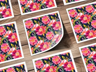 Pink Peony Seamless Pattern Watercolor Peonies Pattern Pink and Navy Blue - Moore and Mountain