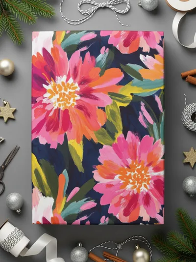 Pink Peony Seamless Pattern Watercolor Peonies Pattern Pink and Navy Blue - Moore and Mountain