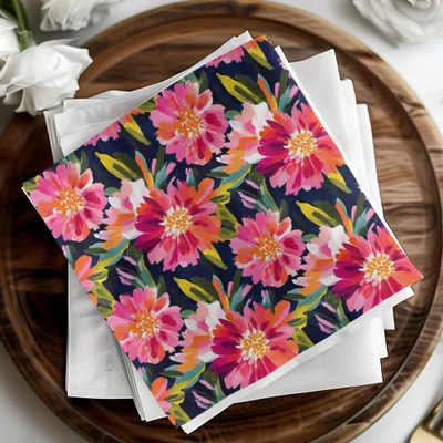 Pink Peony Seamless Pattern Watercolor Peonies Pattern Pink and Navy Blue - Moore and Mountain