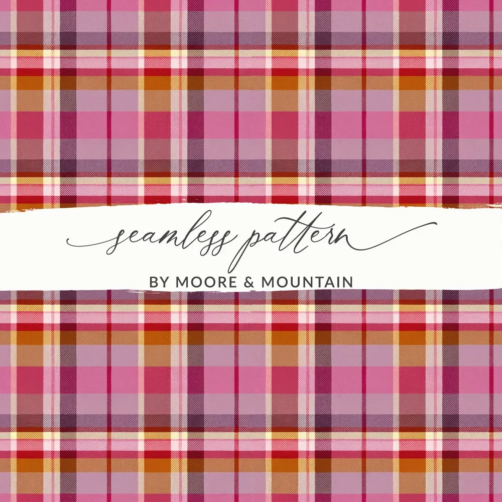 Pink Plaid Digital Paper, Seamless Tartan Pattern, Scrapbook Paper, Commercial Use, 12x12 JPEG Files, 2 Scales, Fabric Design - Moore and Mountain