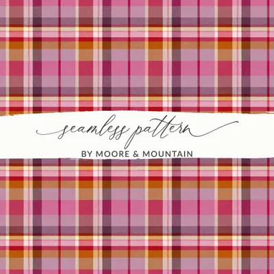 Pink Plaid Digital Paper, Seamless Tartan Pattern, Scrapbook Paper, Commercial Use, 12x12 JPEG Files, 2 Scales, Fabric Design